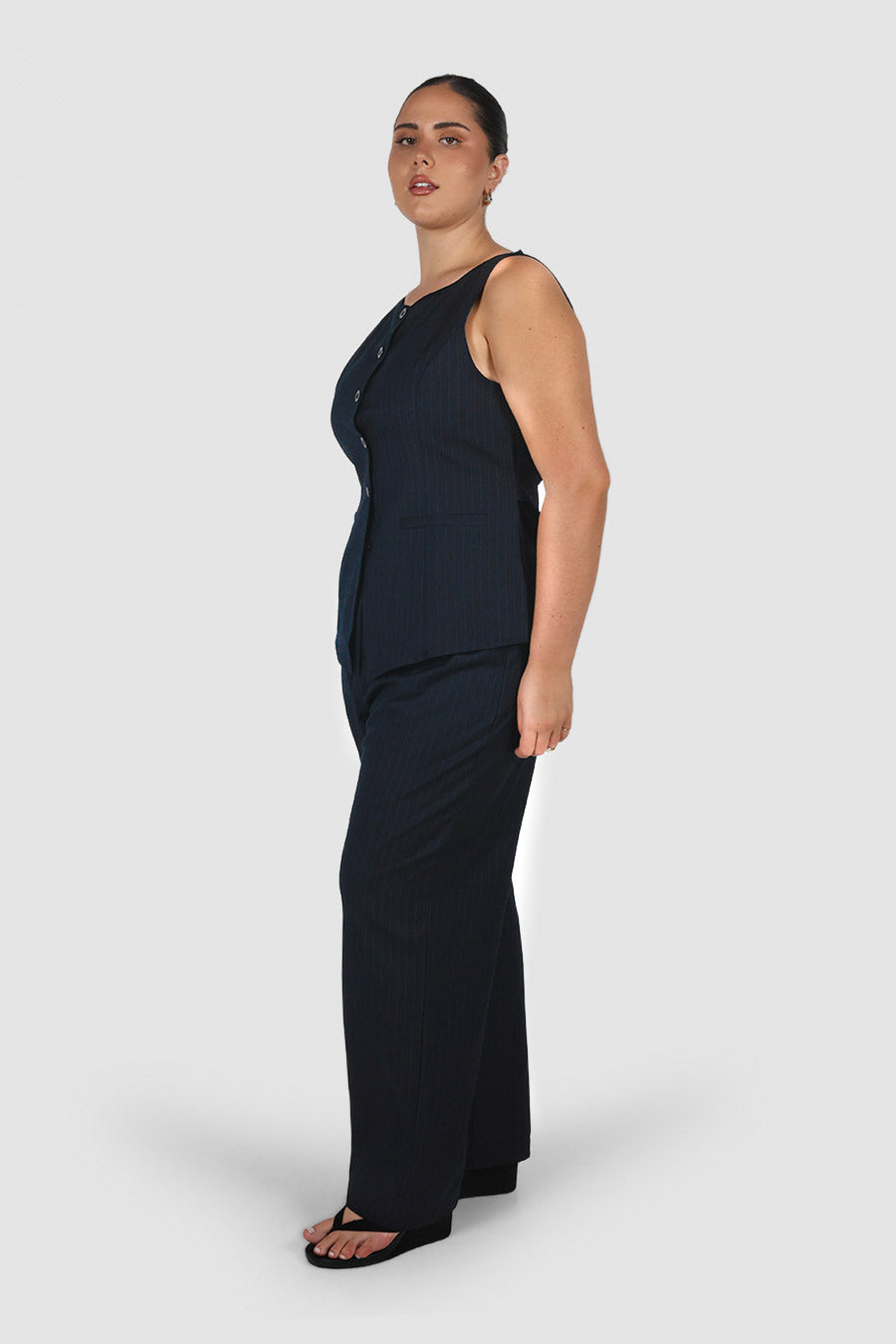 ROMIE VEST NAVY PINSTRIPE