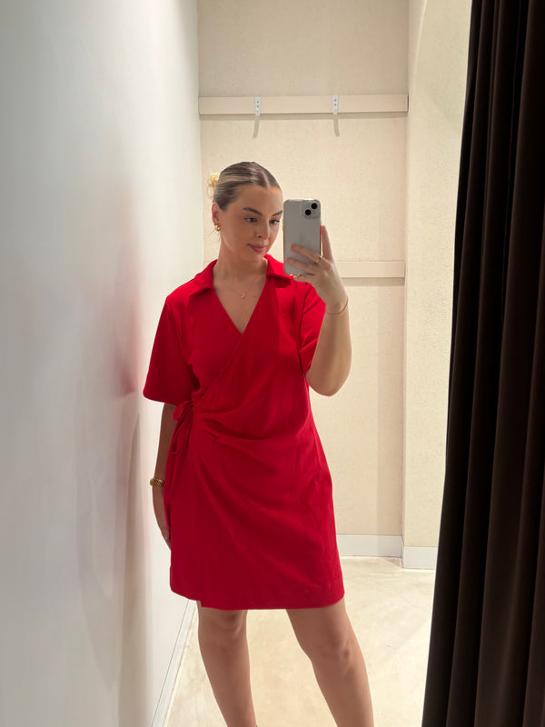 CASA WRAP DRESS RED