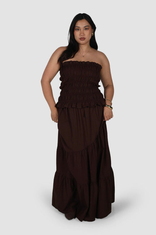 ALUNA MAXI SKIRT ESPRESSO - Fayt The Label