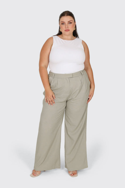 ARIE LINEN PANTS STONE TALL FIT - Fayt The Label