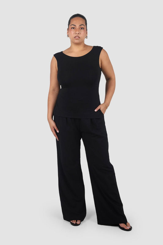 ARIE LINEN PANTS TALL FIT BLACK - Fayt The Label