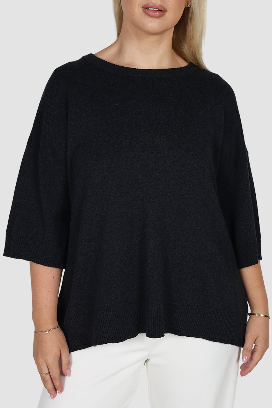 CALDER KNIT TOP DEEP GREY MARLE - Fayt The Label