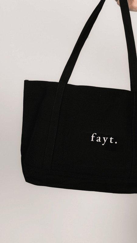 FAYT EMBROIDERED TOTE BAG BLACK - Fayt The Label