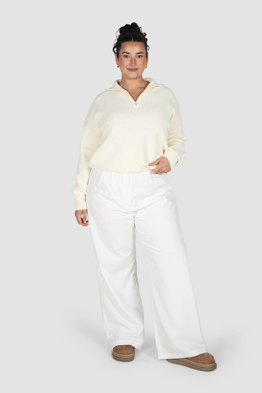 FLETCHER ZIP KNIT MILK - Fayt The Label