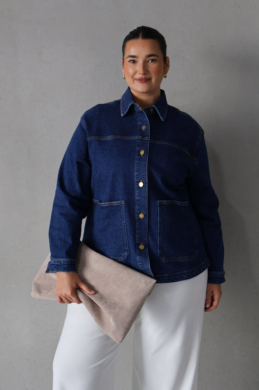 HARRINGTON DENIM JACKET DEEP BLUE - Fayt The Label