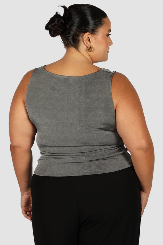 IVES COWL NECK TOP GUNMETAL - Fayt The Label