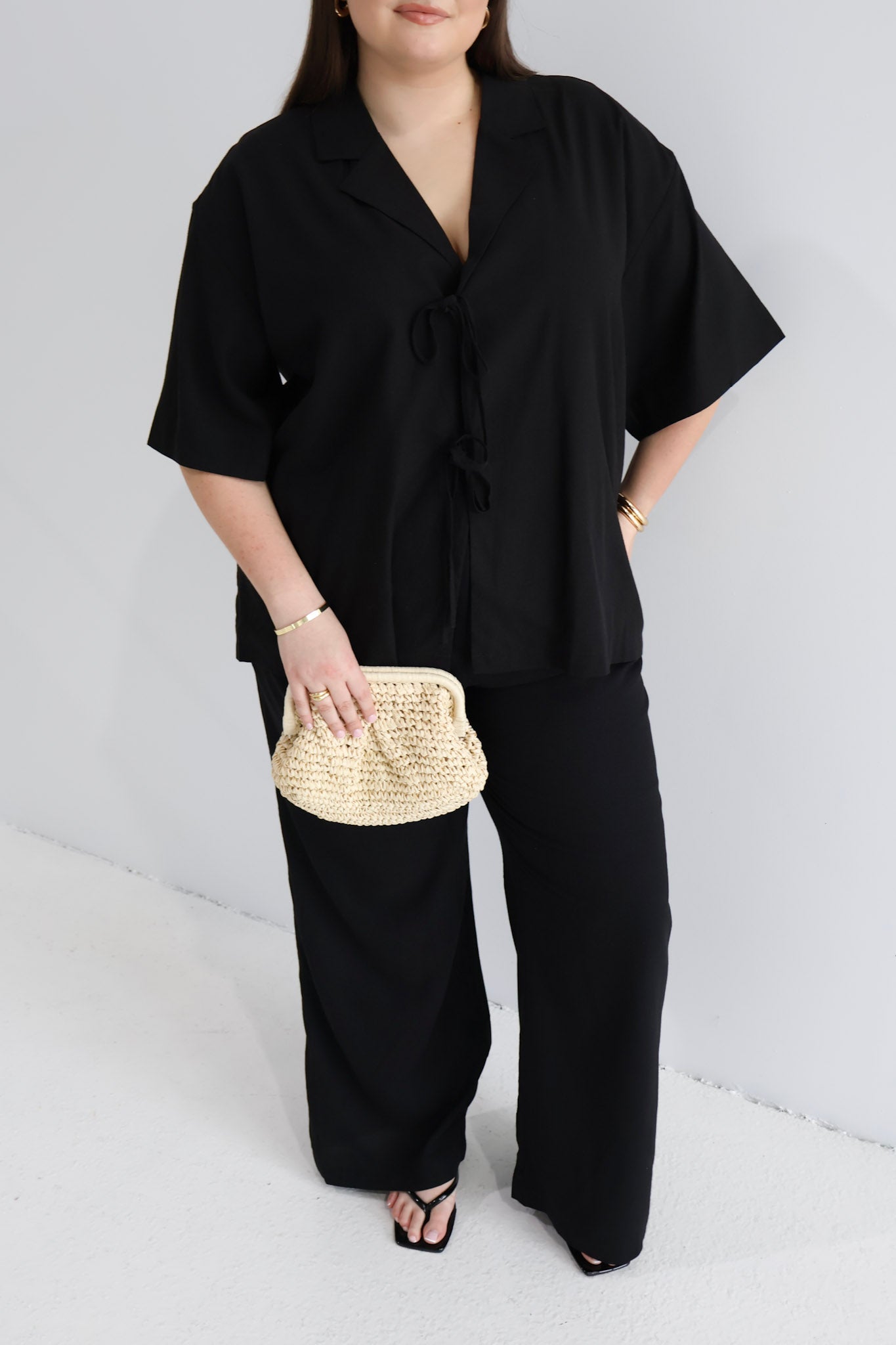 JUNIE OVERSIZED LINEN BLEND SHIRT BLACK - Fayt The Label