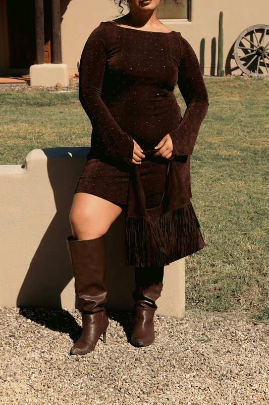 KENZIE MINI DRESS ESPRESSO SPARKLE - Fayt The Label