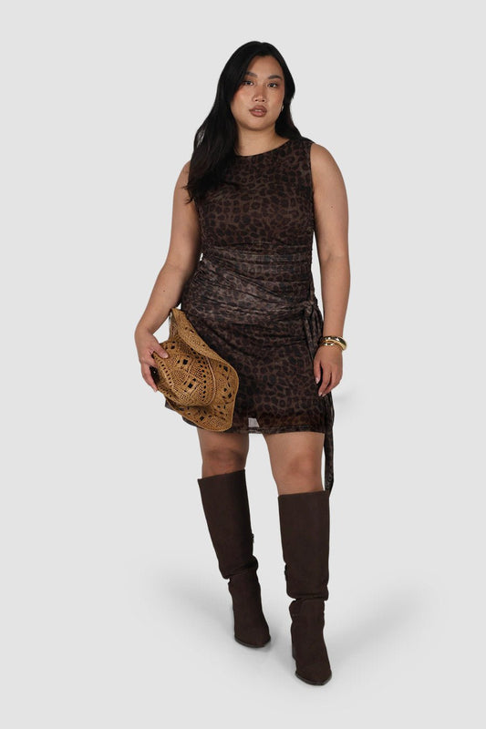 LISETTE MINI DRESS CHOC LEOPARD - Fayt The Label