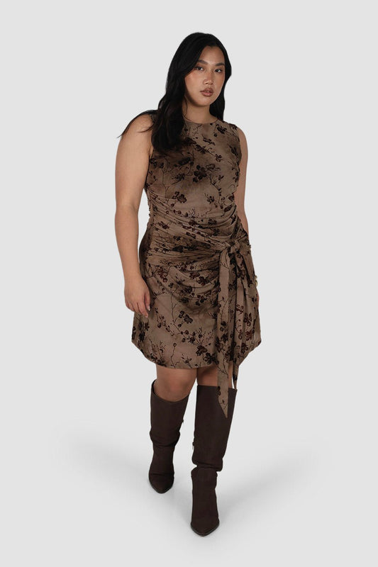LISETTE MINI DRESS SEPIA PETAL - Fayt The Label