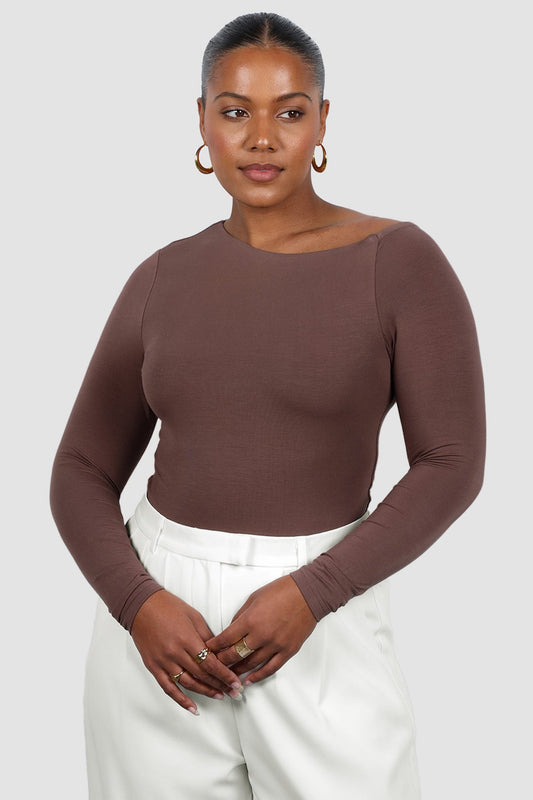 LULA LONG SLEEVE TOP DEEP MOCHA - Fayt The Label