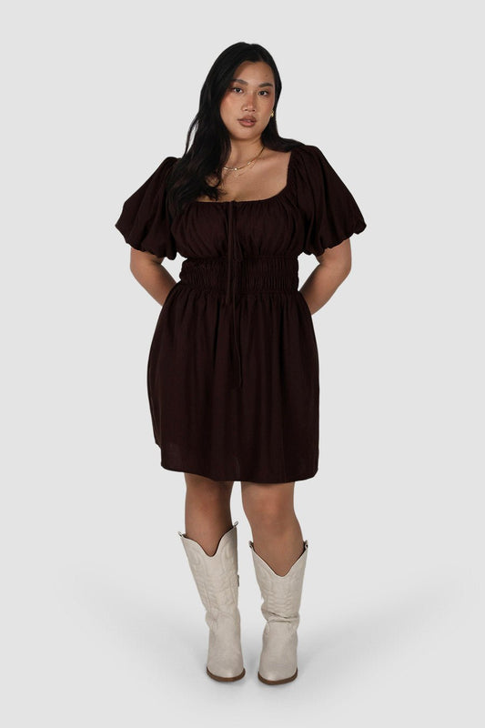 LUMA MINI DRESS ESPRESSO - Fayt The Label