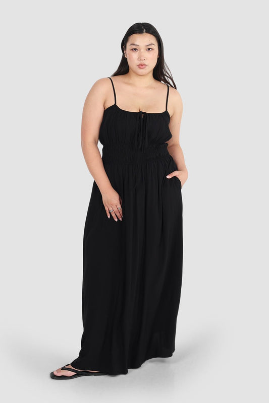 LUNARA MAXI DRESS BLACK - Fayt The Label