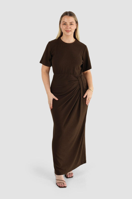 MARNIE RIB DRESS ESPRESSO - Fayt The Label