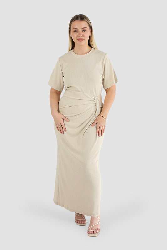 MARNIE RIB DRESS VANILLA - Fayt The Label