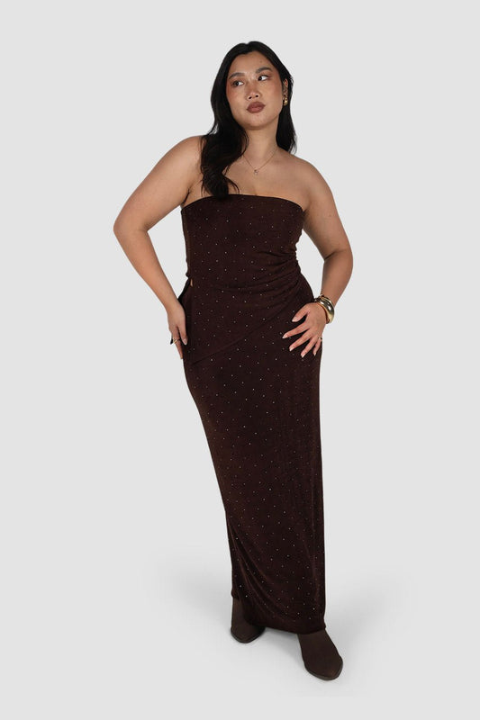 NAELLA TOP ESPRESSO SPARKLE - Fayt The Label