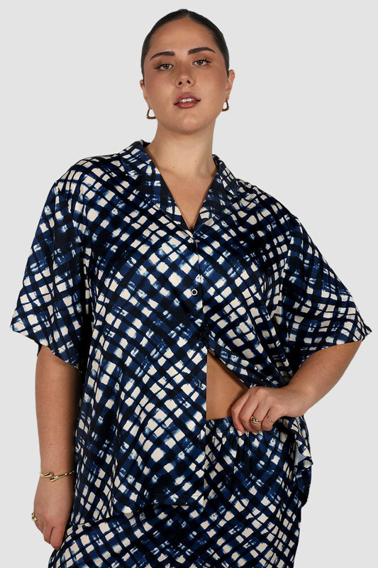 NOA SHIRT MIDNIGHT LATTICE - Fayt The Label