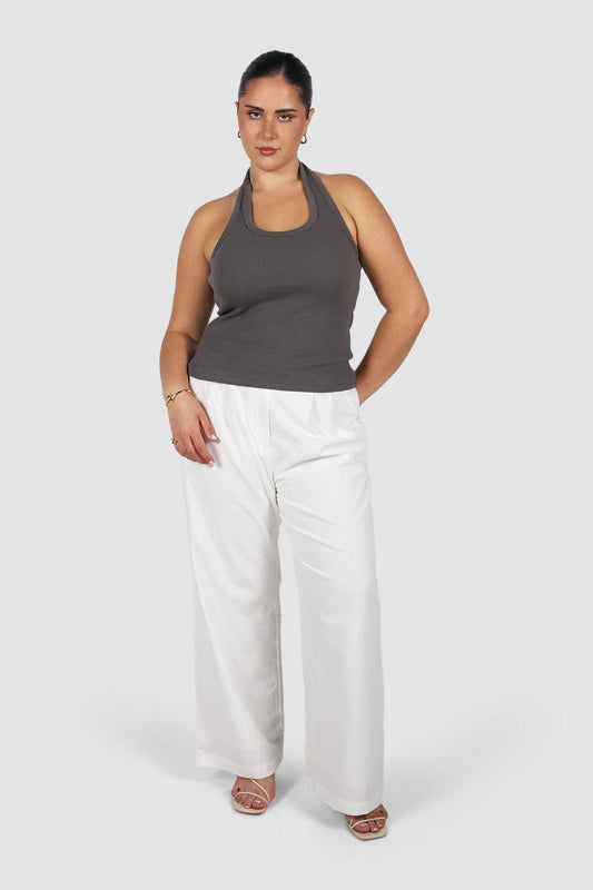 RENNA HALTER TOP CHARCOAL - Fayt The Label