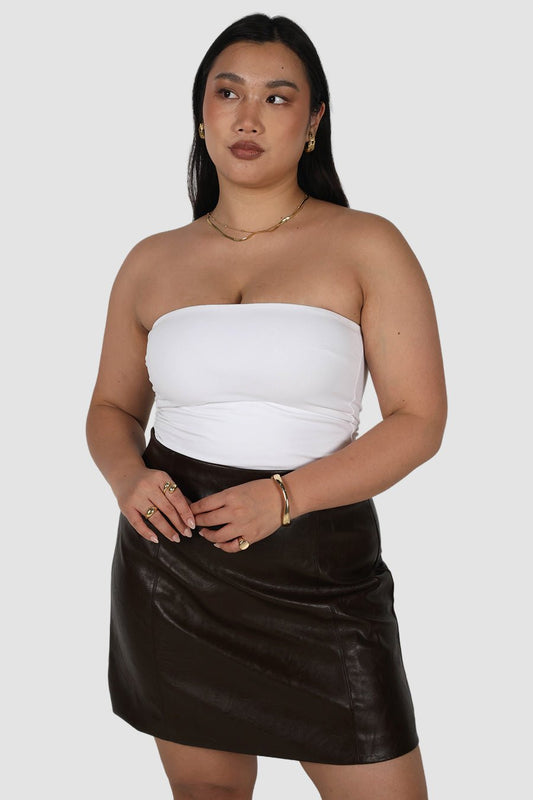 REVOLVER PU LEATHER SKIRT CHOCOLATE - Fayt The Label
