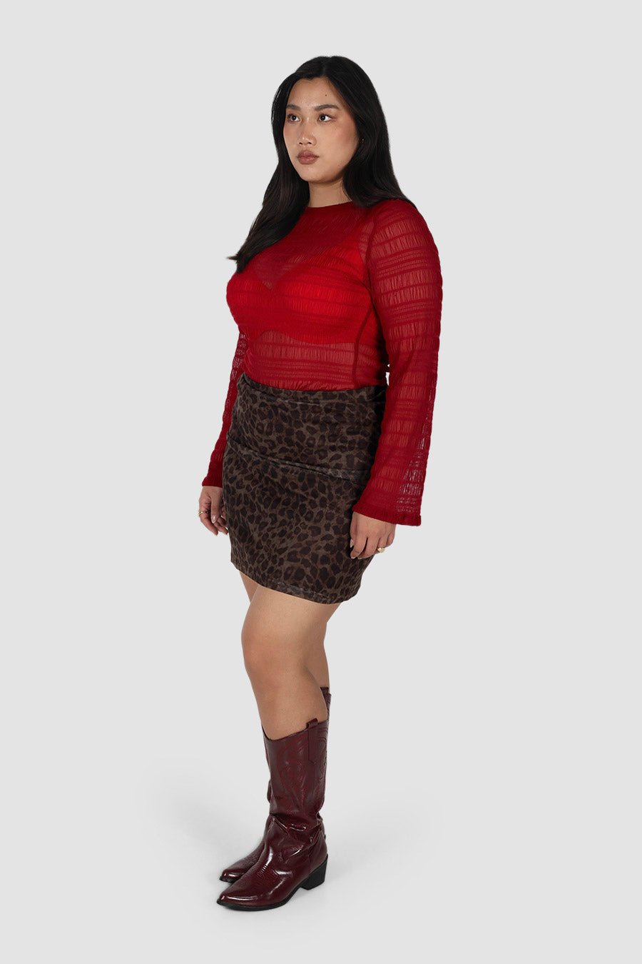 SABELA MINI SKIRT CHOC LEOPARD - Fayt The Label