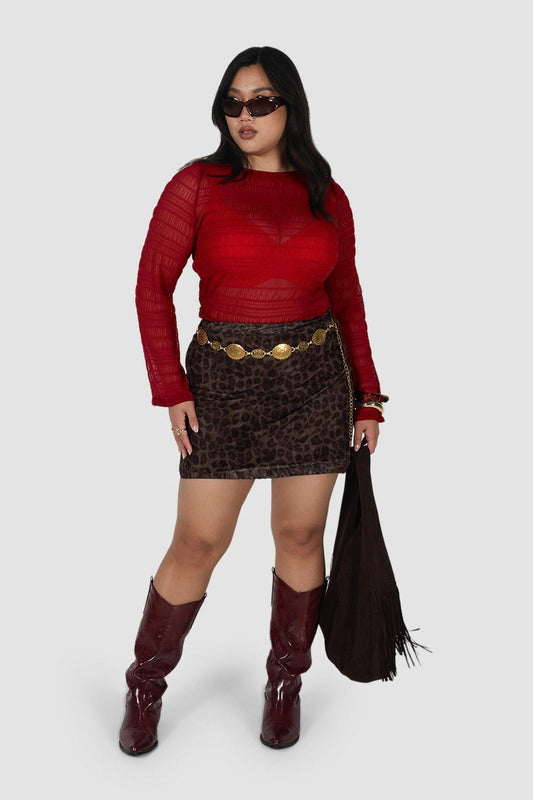 SABELA MINI SKIRT CHOC LEOPARD - Fayt The Label
