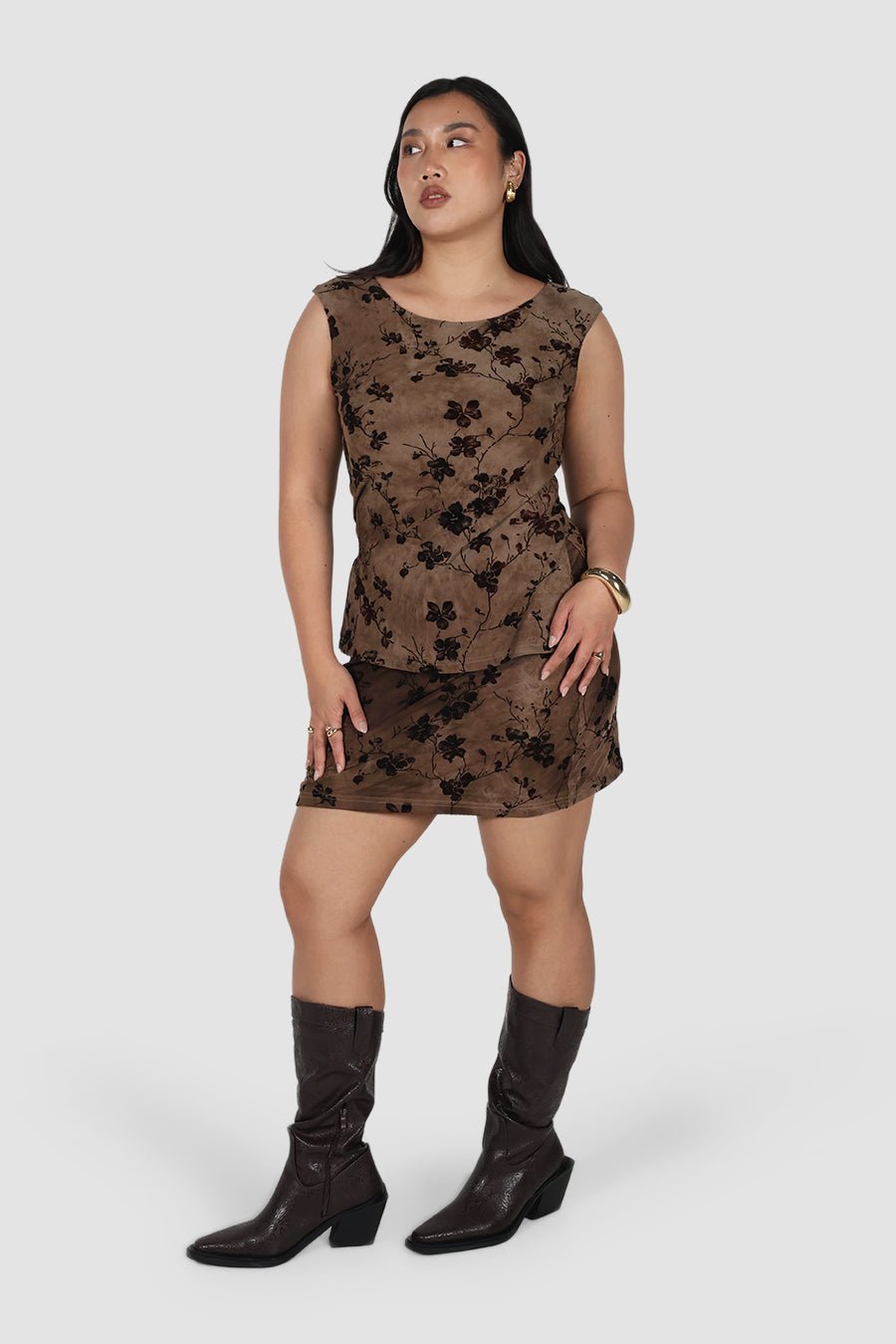 SABELA MINI SKIRT SEPIA PETAL - Fayt The Label