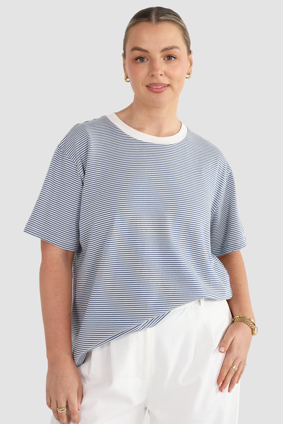 SPENCER STRIPE TEE BLUE/WHITE - Fayt The Label