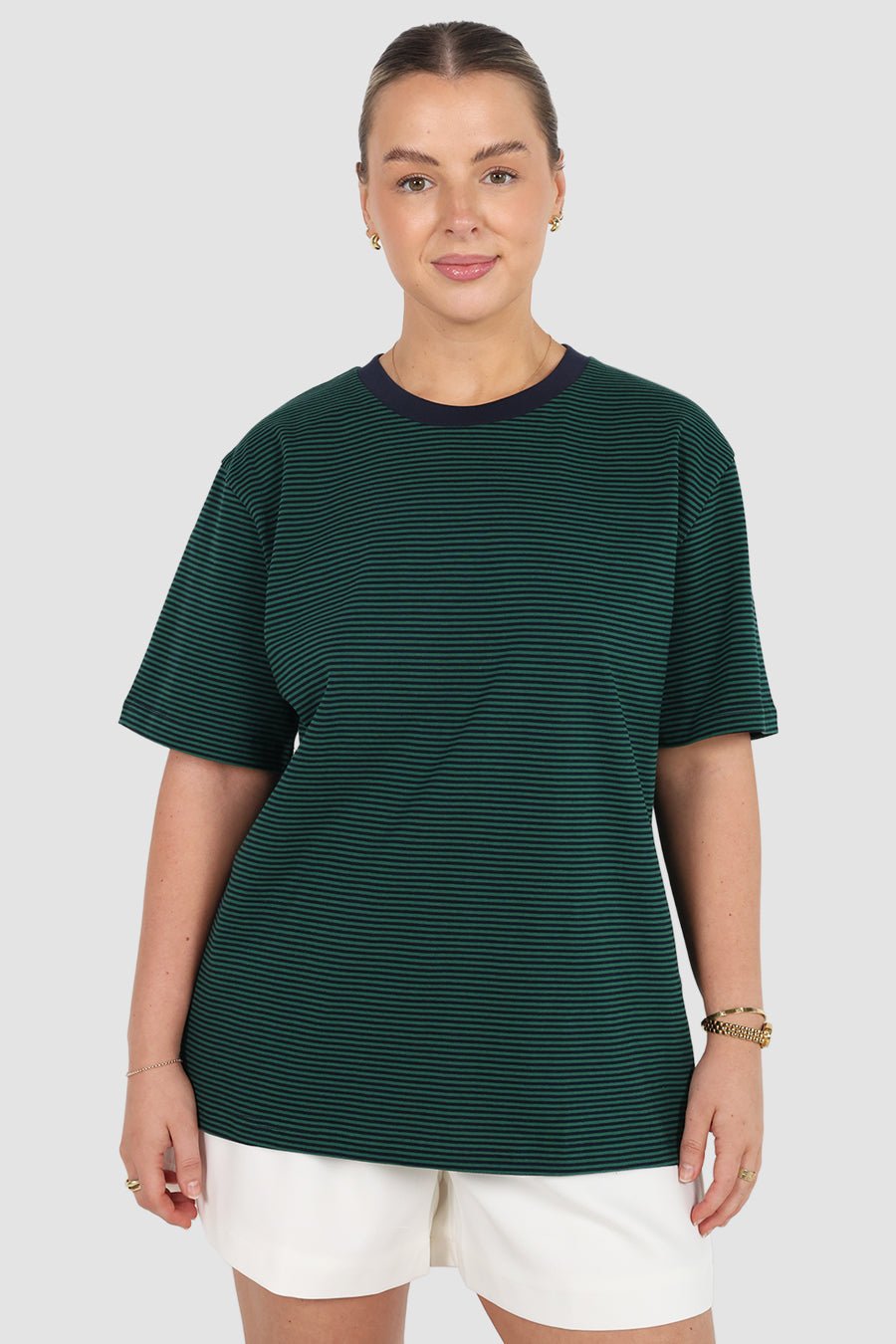 SPENCER STRIPE TEE GREEN/NAVY - Fayt The Label