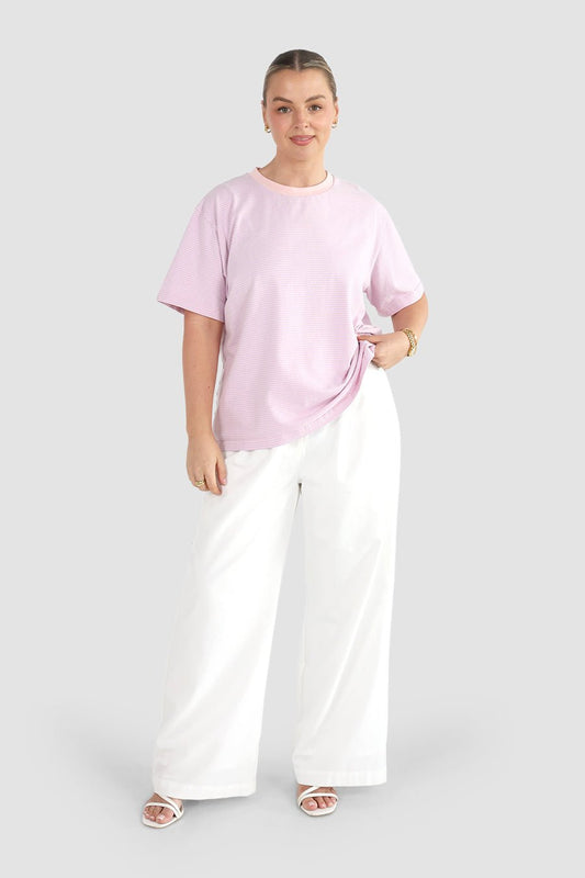 SPENCER STRIPE TEE LILAC/PEACH - Fayt The Label