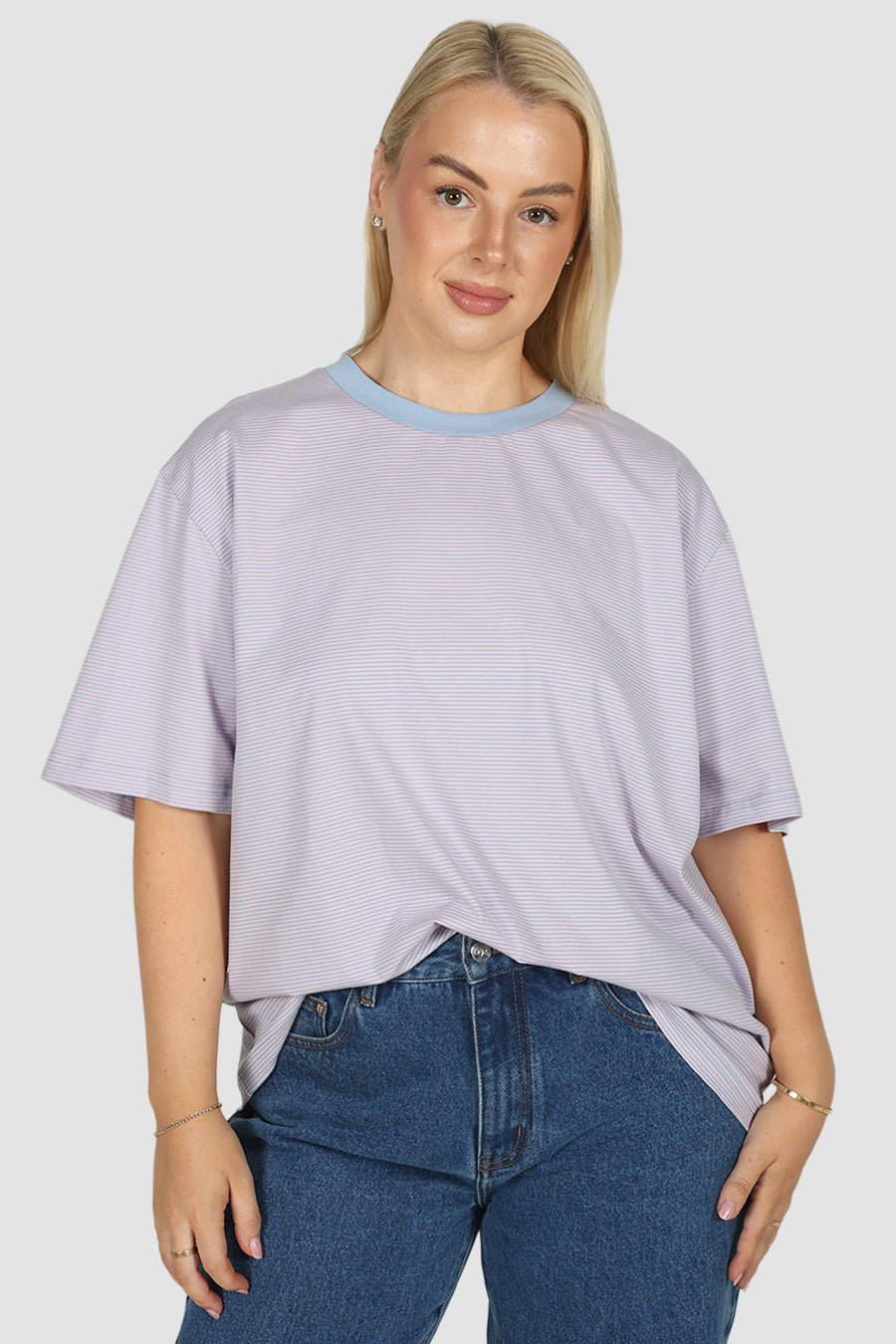 SPENCER STRIPE TEE PINK/BLUE - Fayt The Label