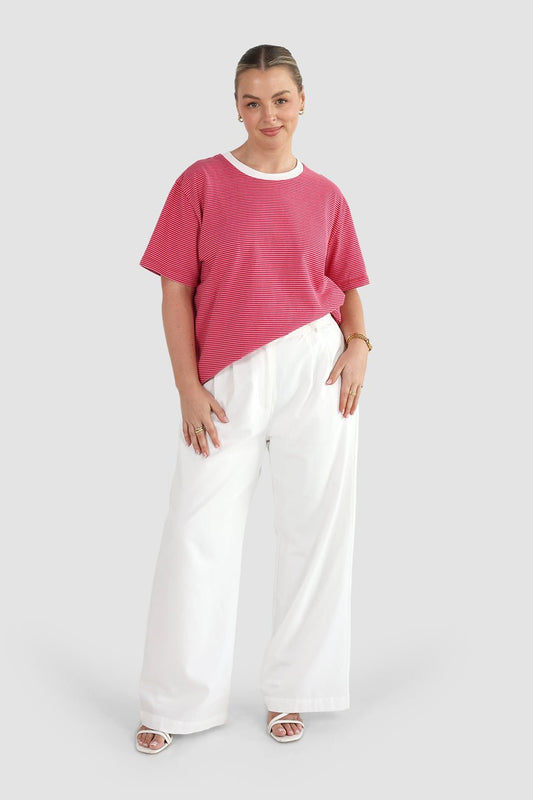 SPENCER STRIPE TEE RED/PINK - Fayt The Label