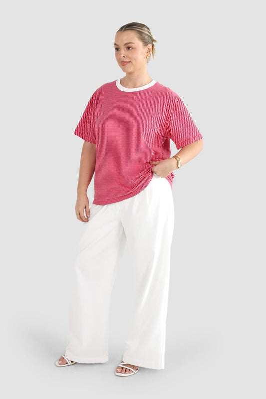 SPENCER STRIPE TEE RED/PINK - Fayt The Label
