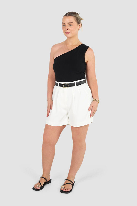 SULLIVAN ONE SHOULDER TOP BLACK - Fayt The Label