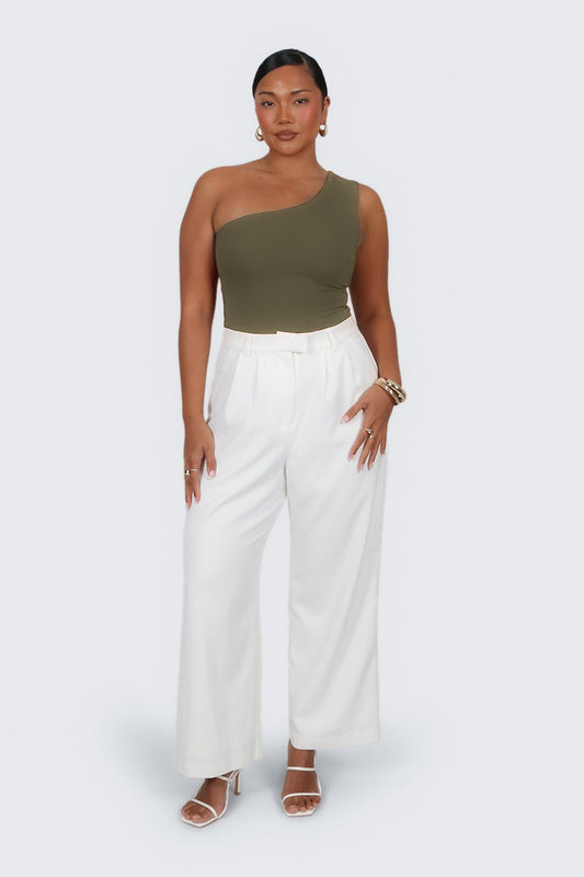 SULLIVAN ONE SHOULDER TOP OLIVE - Fayt The Label