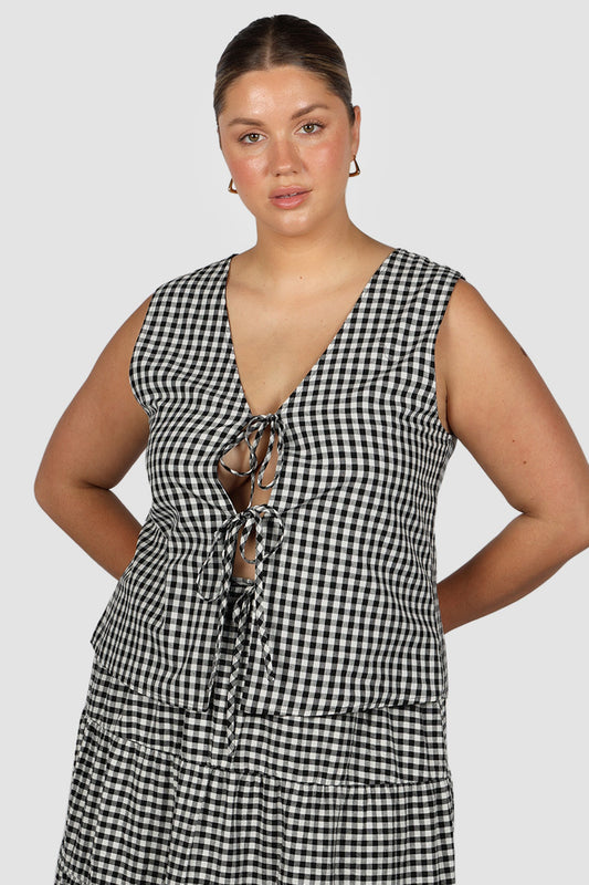 TORBIN TOP B&W GINGHAM - Fayt The Label