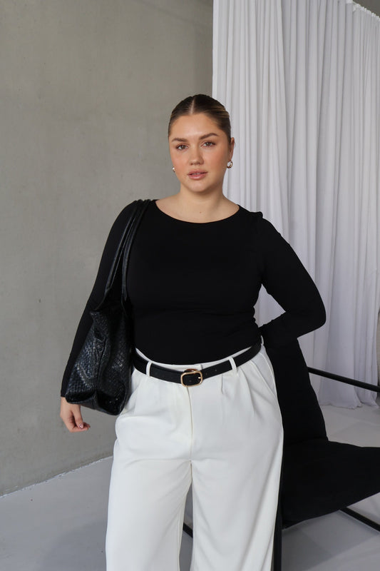 ULTRASOFT ORLA L/S TOP BLACK - Fayt The Label