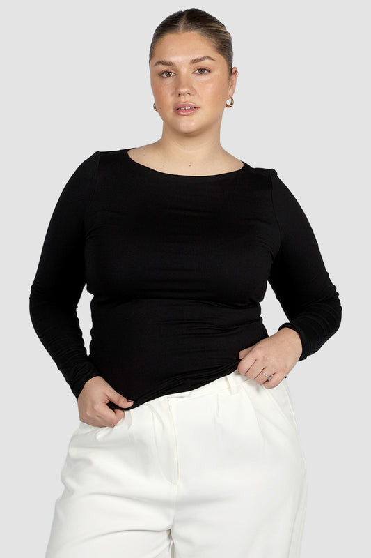 ULTRASOFT ORLA L/S TOP BLACK - Fayt The Label